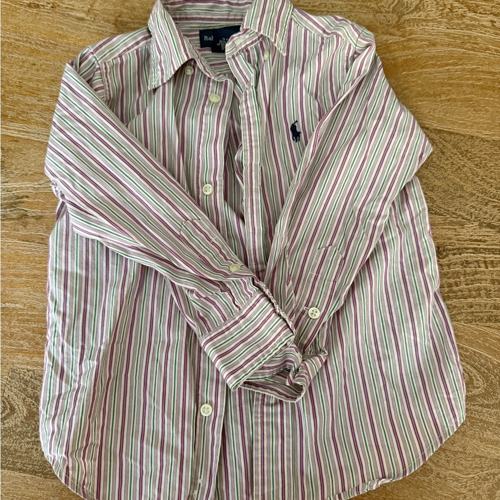 Ralph Lauren Purple and Green Striped Shirt